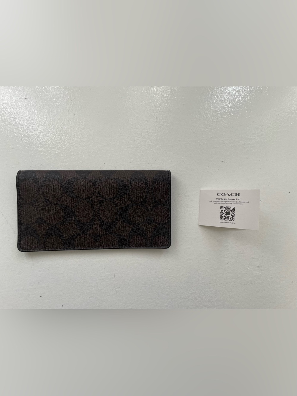 Coach brown black logo wallet insert